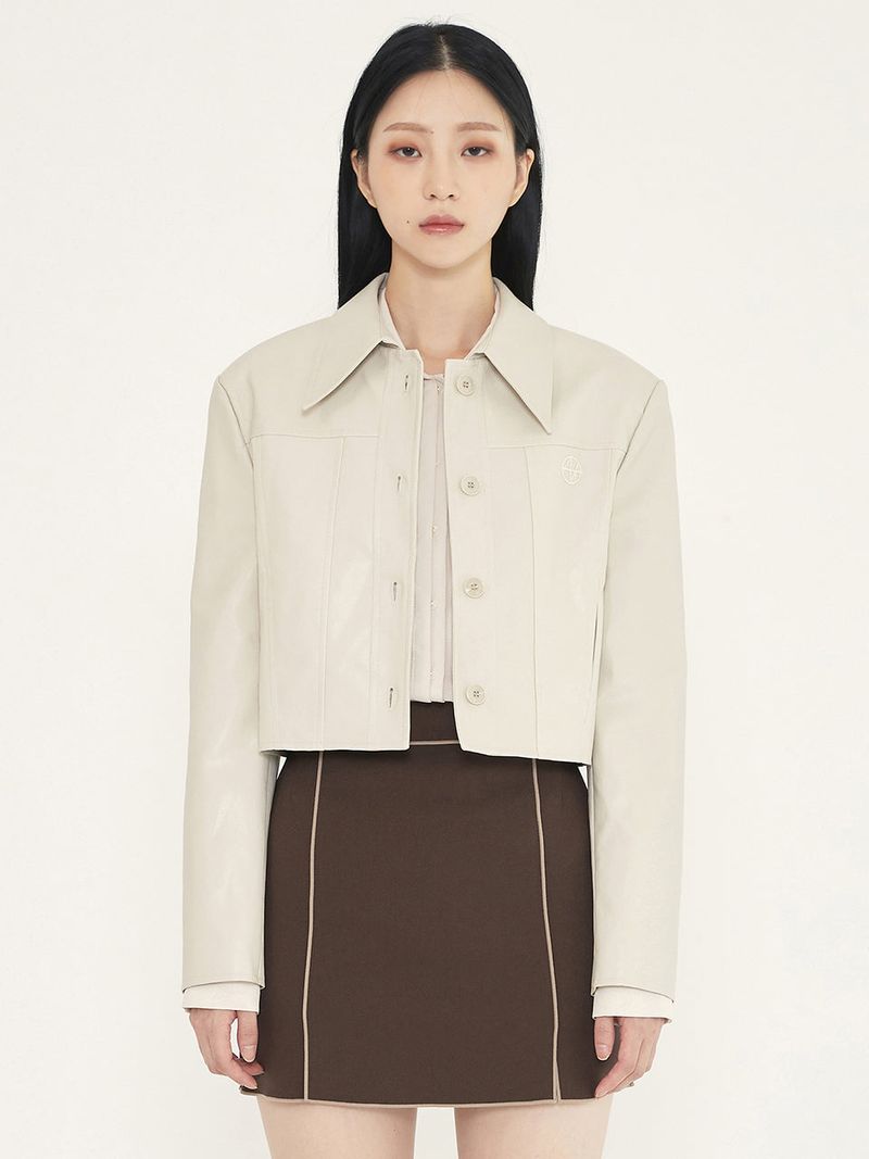 notable(ノッタブル)の「CROP LEATHER JACKET - CREAM(Jackets/Outerwear)」