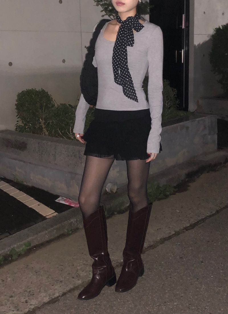 Dot Scarf Set T-Shirt (2colors)