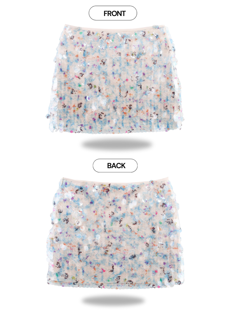 watercolor sequined mini skirt