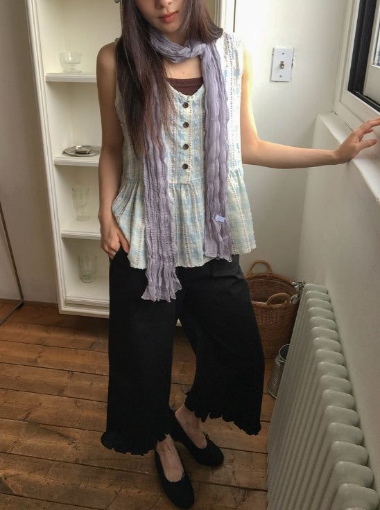 Mauve Wrinkle Pleated Long Muffler Scarf