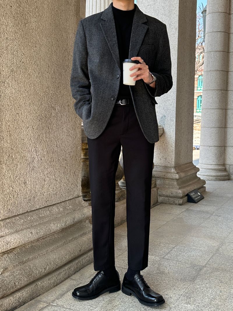 LMN Herringbone Wool Blazer (2 colors)