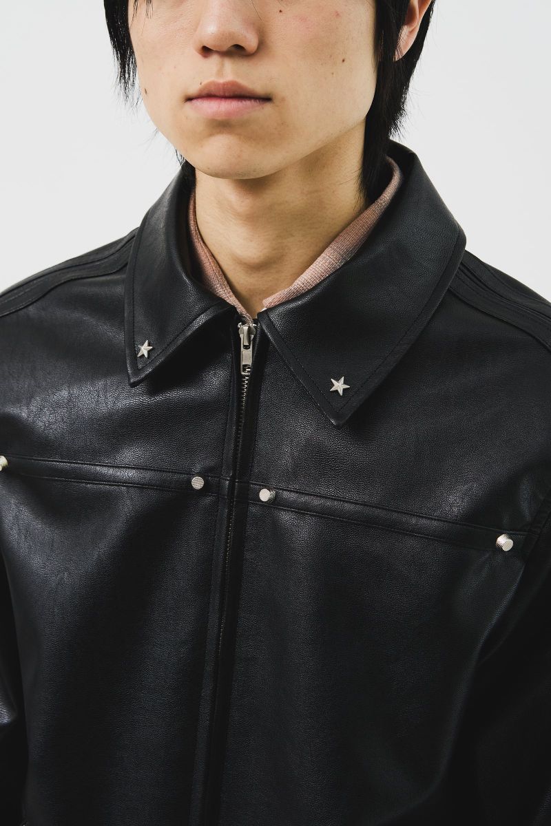Star Stud Leather Jacket (2color)