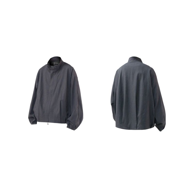 RELABEL('LABEL) Acetic acid wool flower bud three-dimensional segmented pleated loose casual stand collar jacket