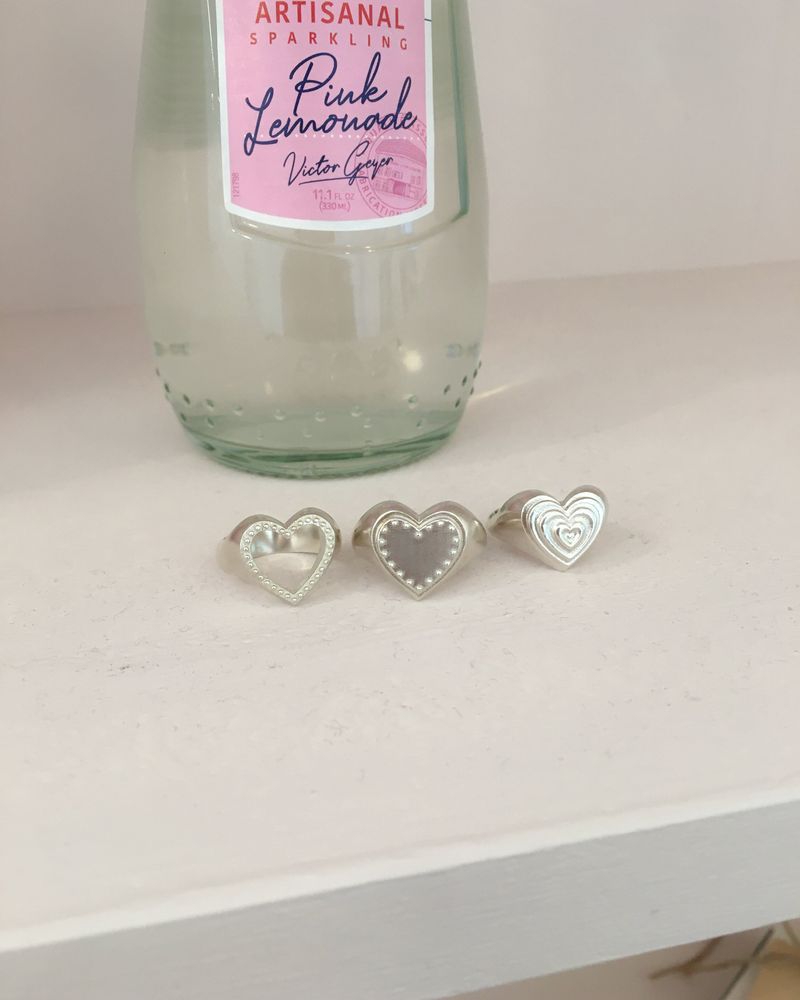 [925SILVER] COOKIE FRAME HEART STUD RING