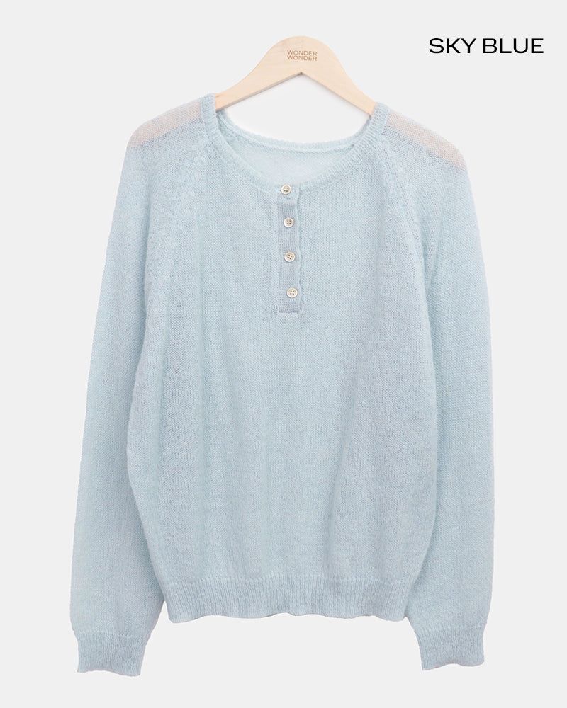 Teran Raglan Button Round Knit