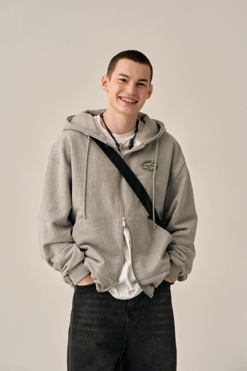 BOTTOM LESS HOOD ZIP-UP - GRAY