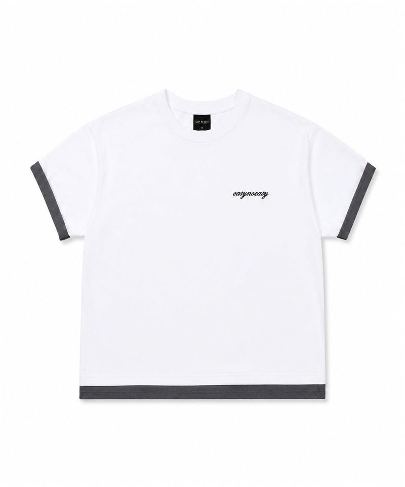 Layered Roll-Up Cropped T-shirt - White