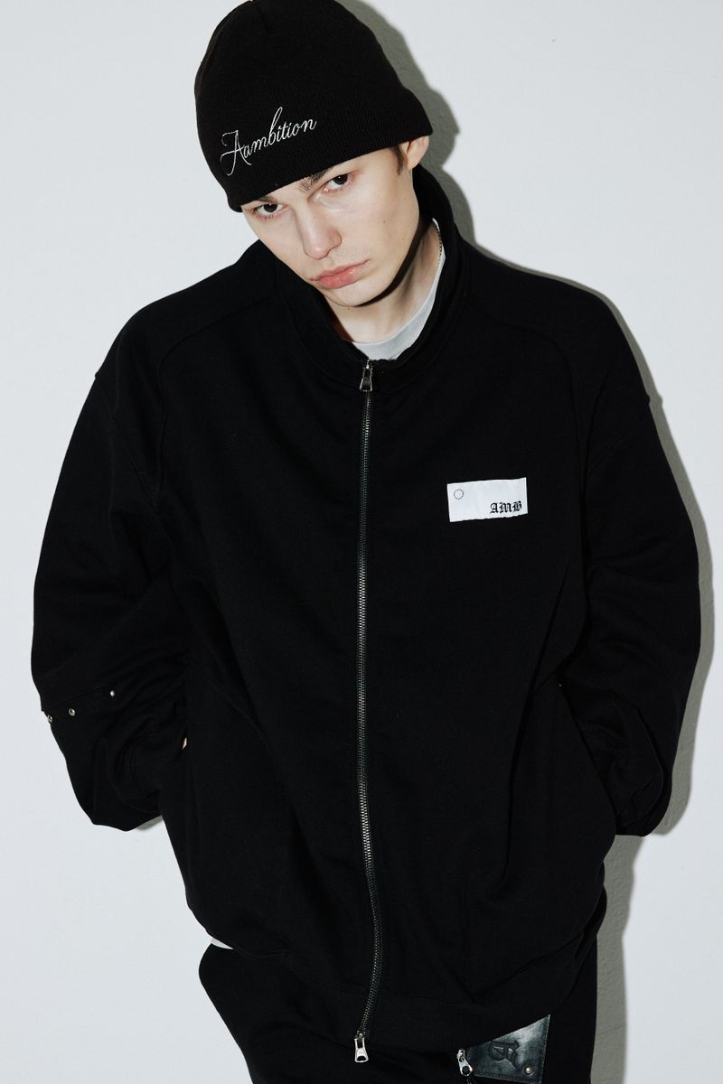 Rivet Wide Sweat Zip-up (Clean-black)