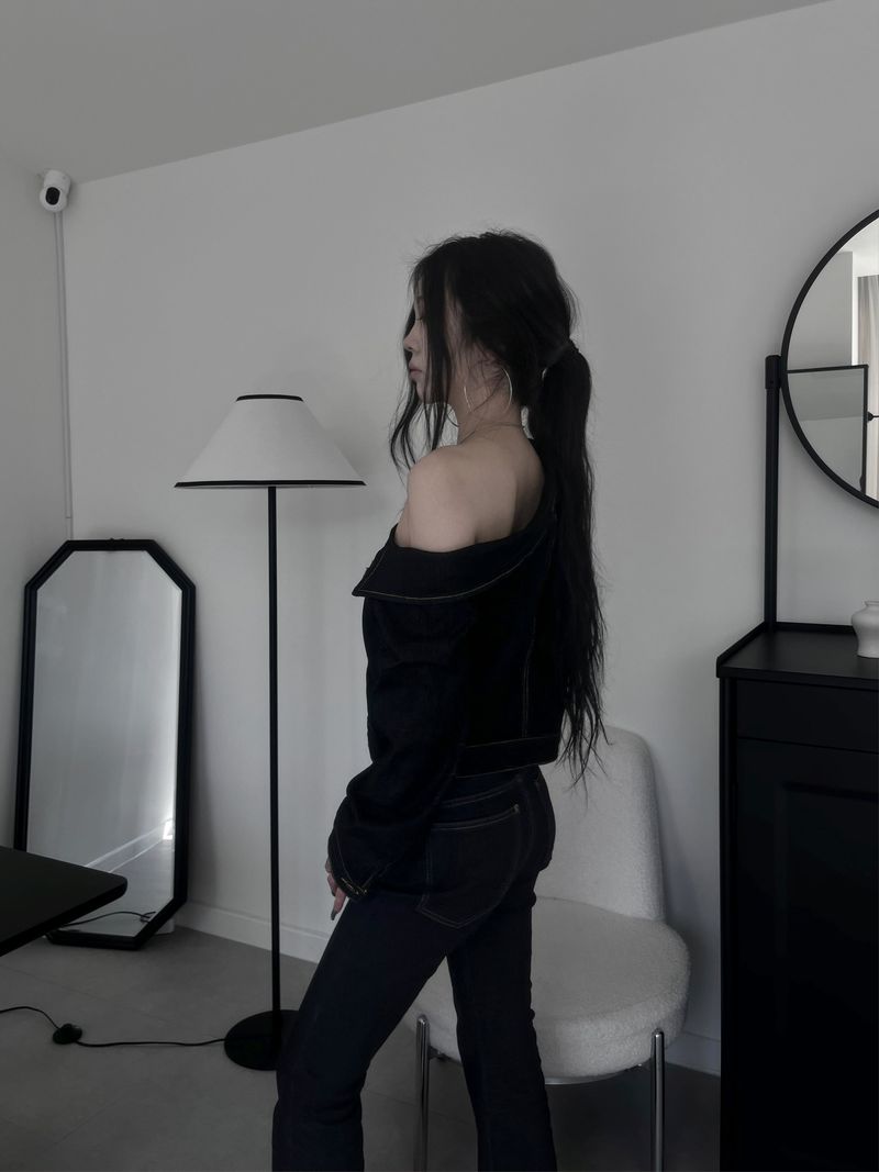 unbalanced denim shirt