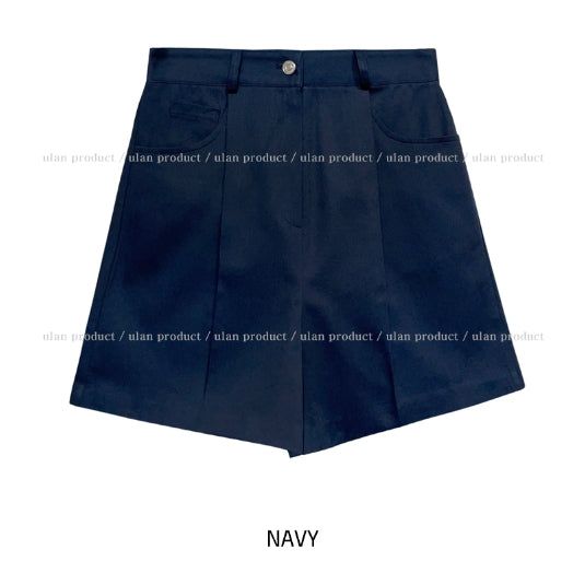 pintuck wide cotton half pants