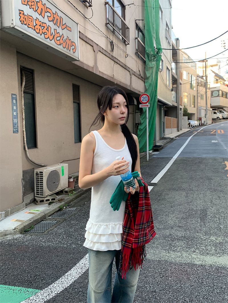 FRILL MINI SLEEVELESS DRESS (3C)