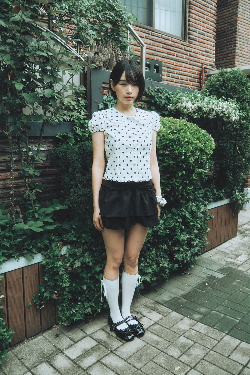 LACE COLLAR DOT PUFF BLOUSE IVORY