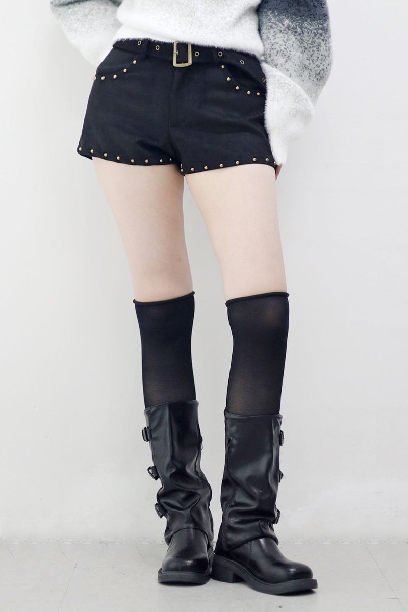 Baguette Suede Studded Shorts