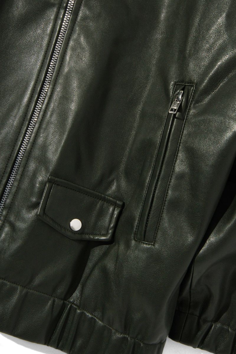 Minimal Rider soft-Leather Jacket J22 Khaki