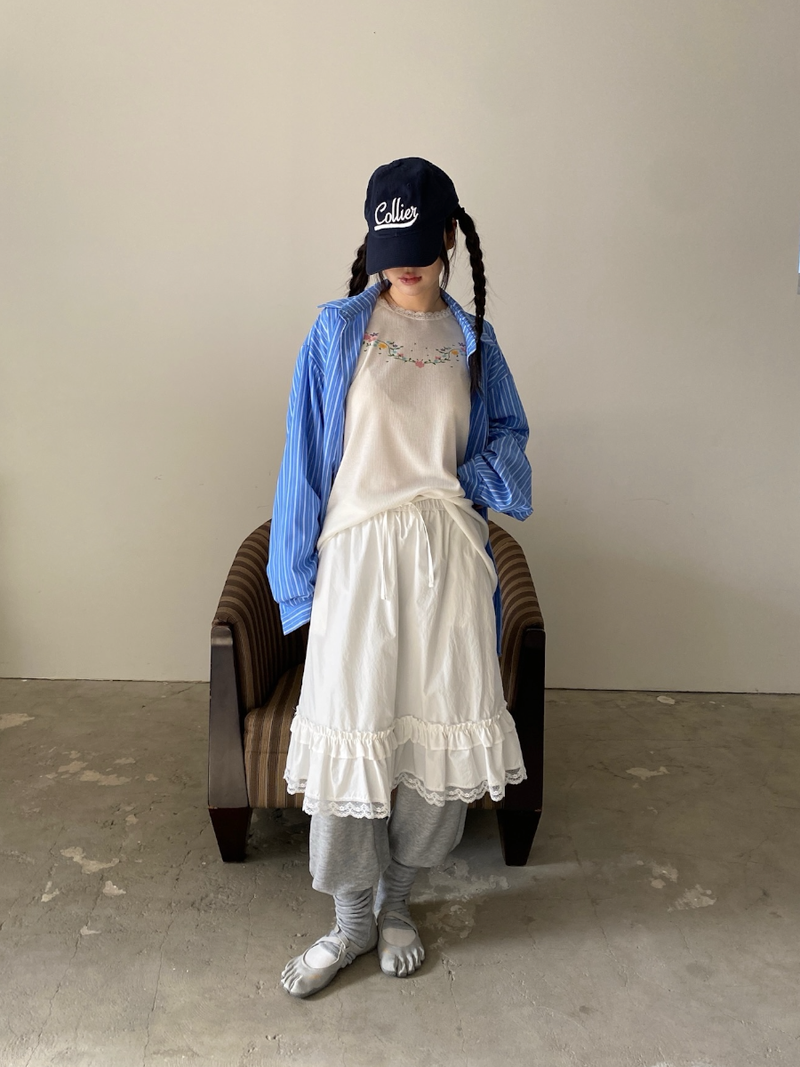 garden waffle lace T