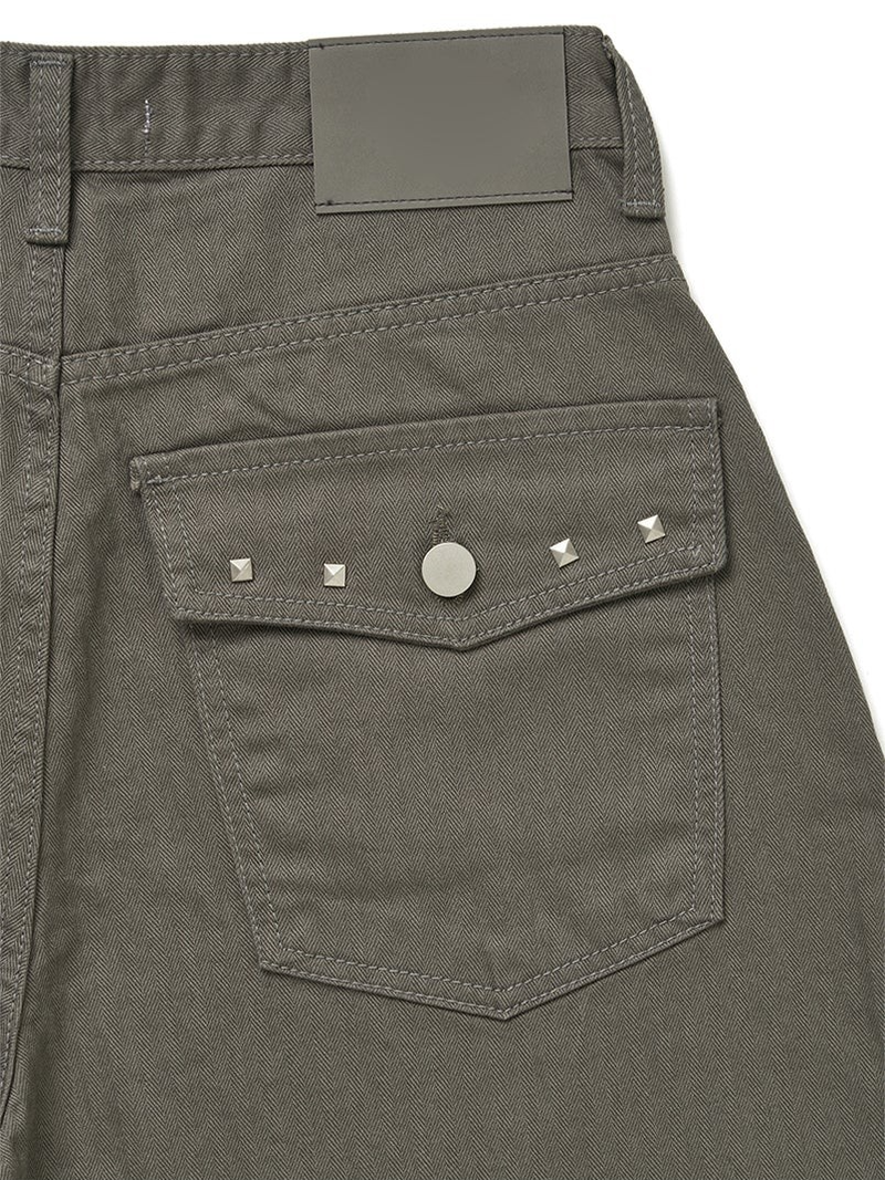 TWILL BACK POCKET STUD PANTS (3C)