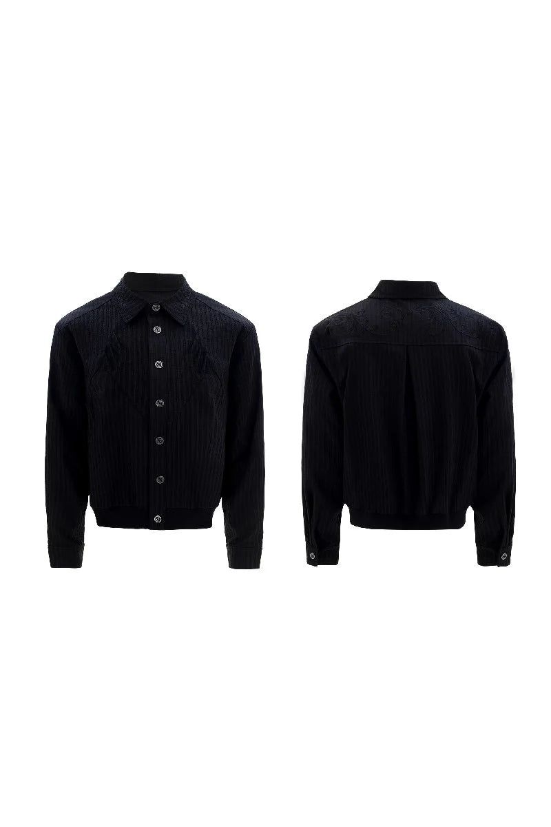 Textured Embroidered Cropped Shirt