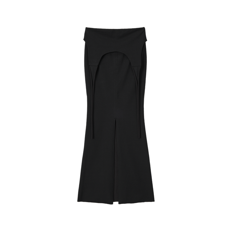 Layered Tied Drape Mermaid Skirt - BLACK