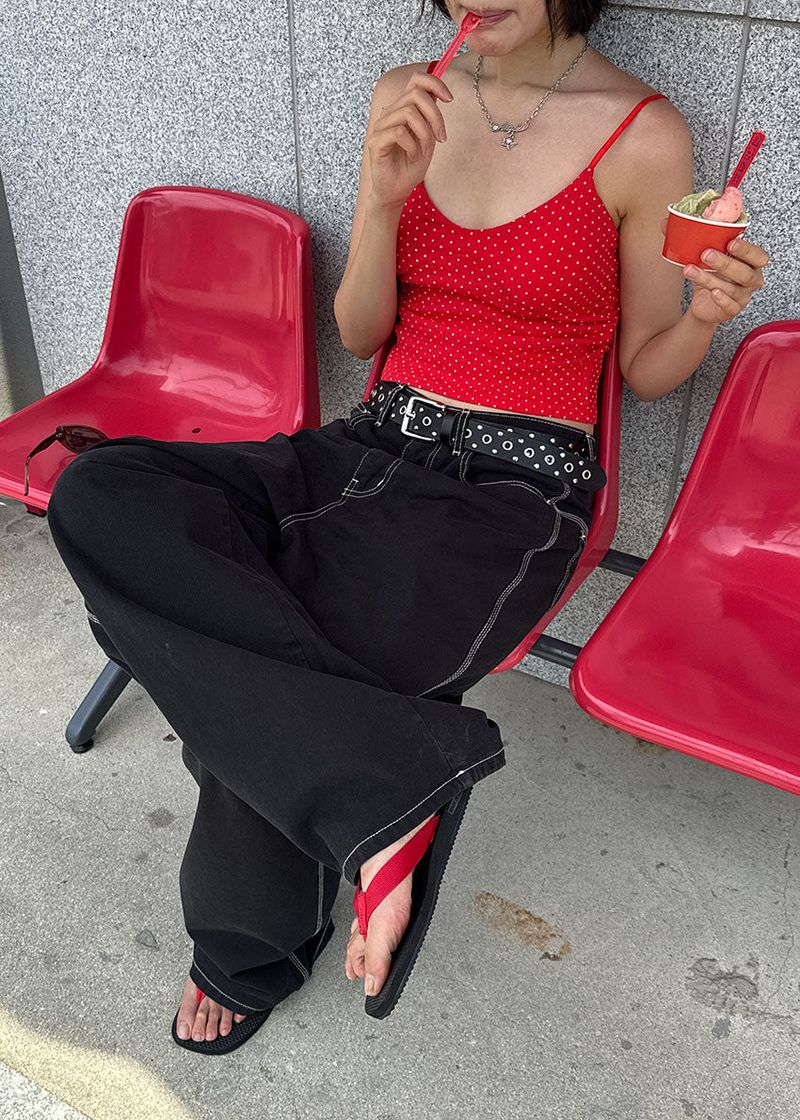 COLOR STITCH WIDE PANTS