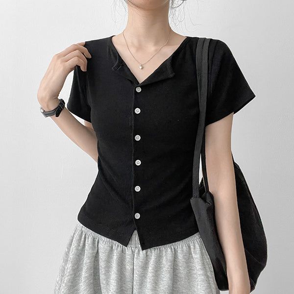 Button Short Sleeve Cardigan (3 colors) 