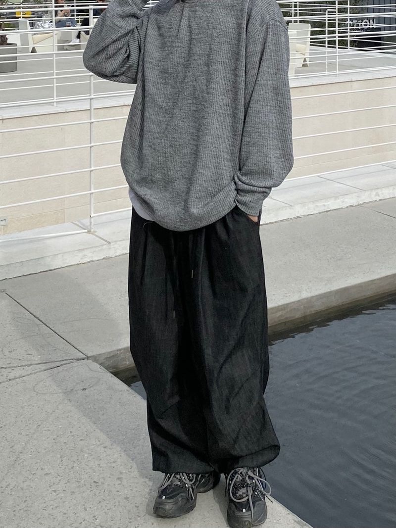 Space String ballon denim wide pants 2color