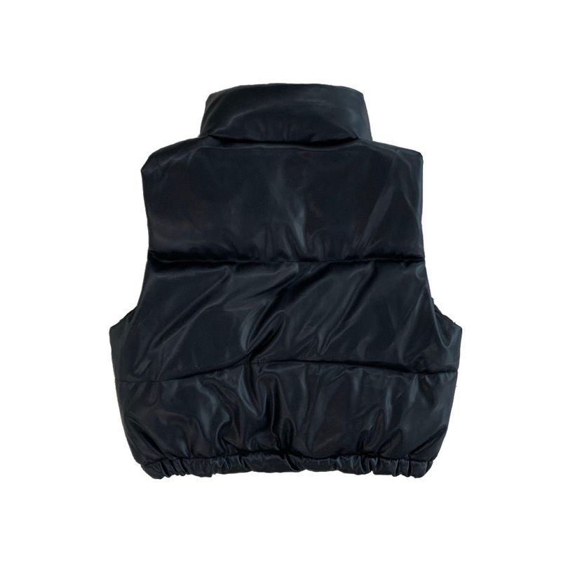 Leather crop string padding vest