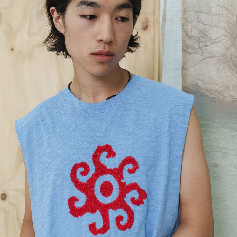 Helio sleeveless top / Haze blue
