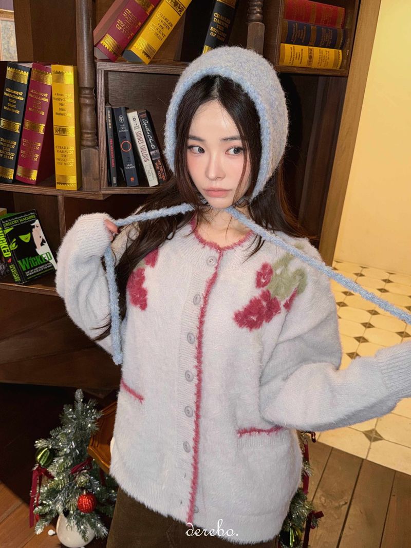 dereborujo（ドレボルゾー）の「Pink Graff Knitwear Long Hair Cardigan（Tops）」