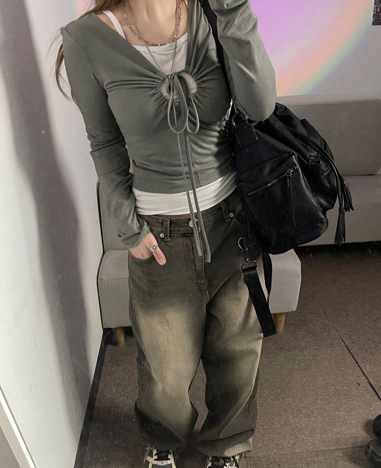 heenytsuki（ヒニツキ）の「Vintage dirty washed denim wide pants（Pants）」