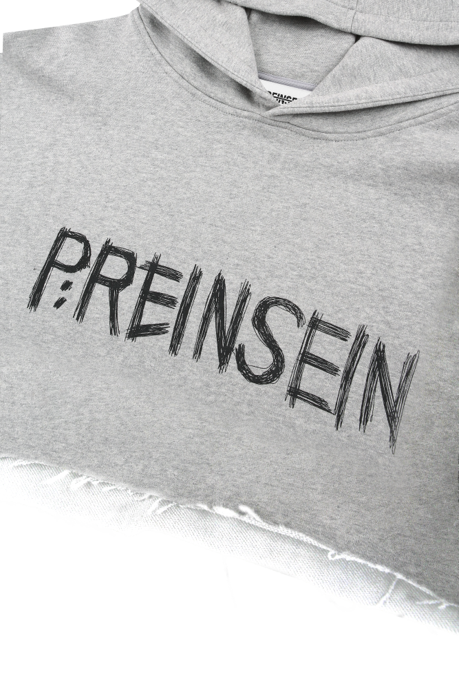 Reinsein doodle raw-edge crop hoodie
