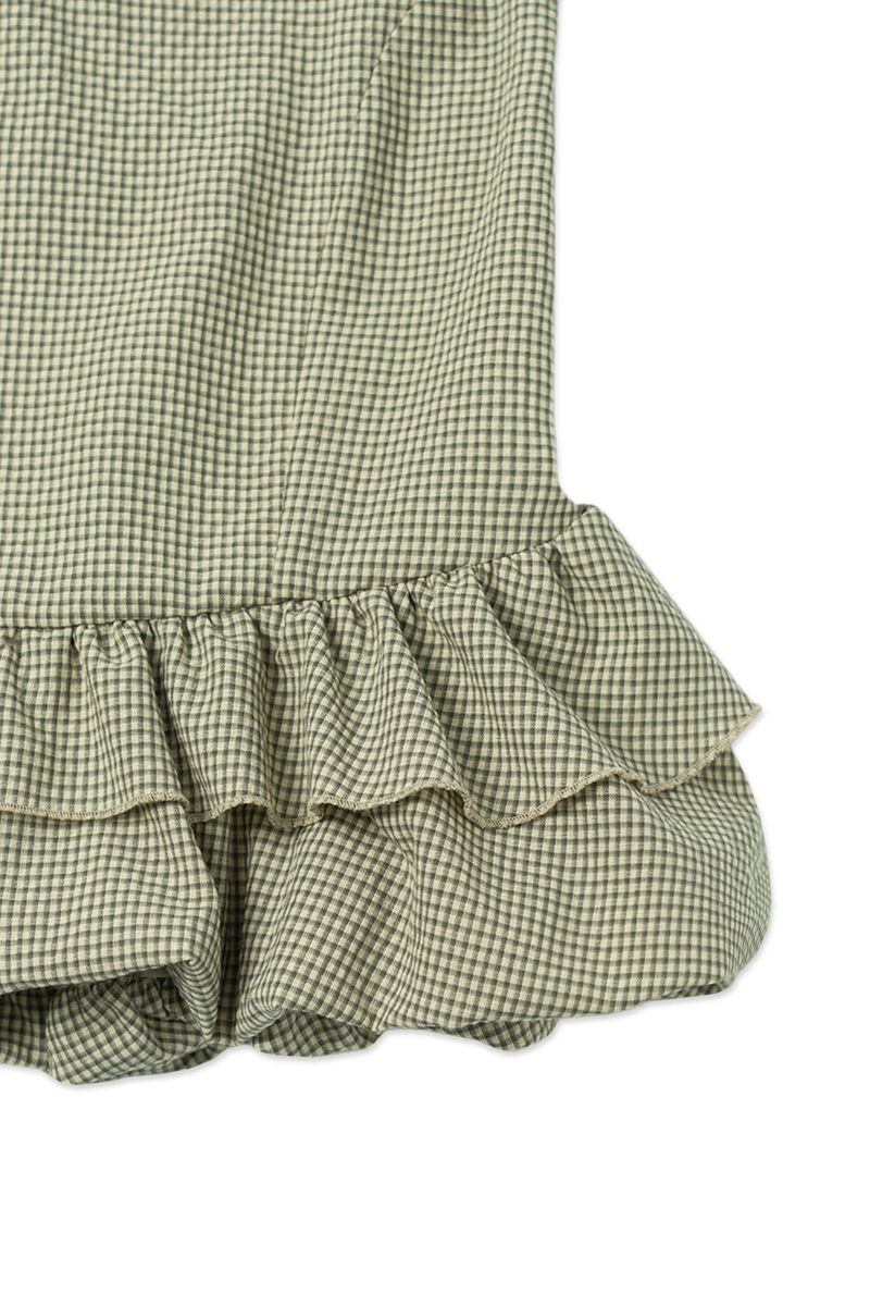 Gingham halter blouse_khaki