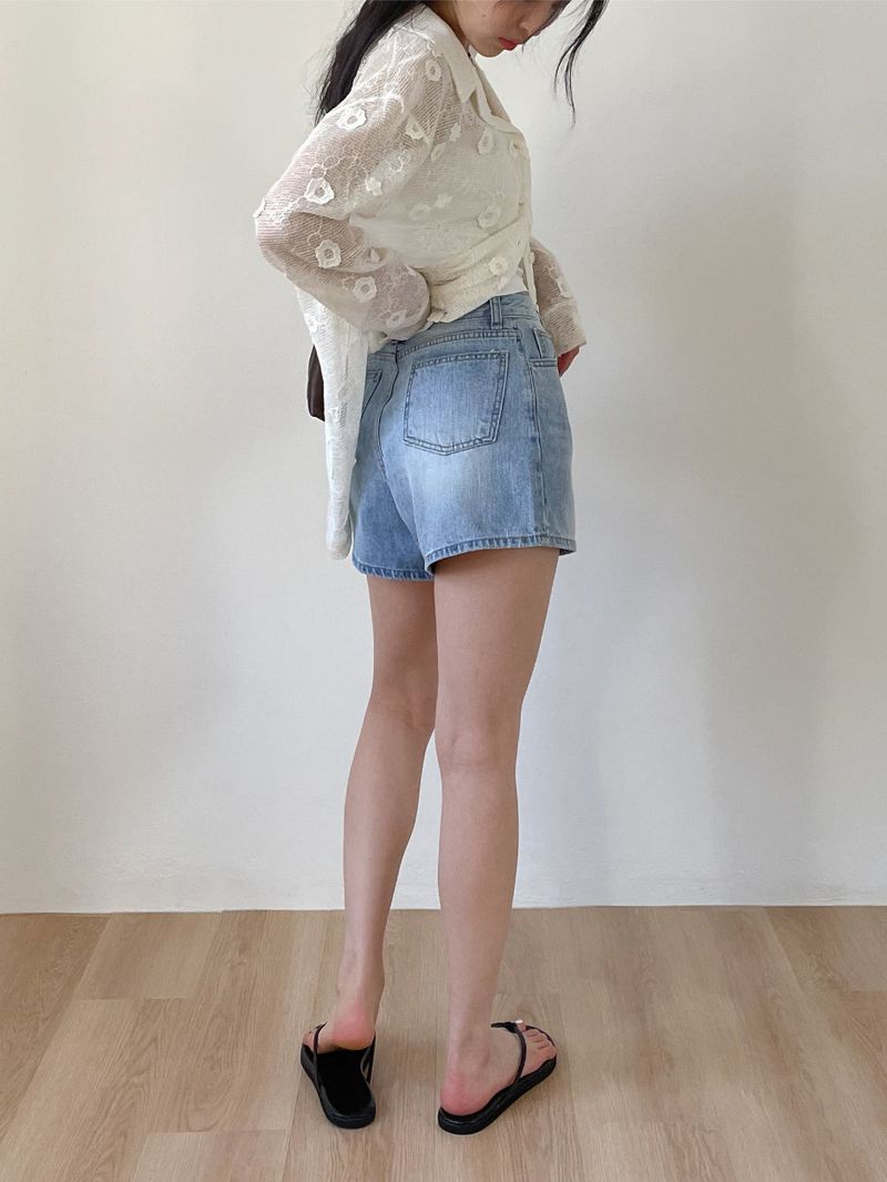 Flower Net Collar Neck Shirt