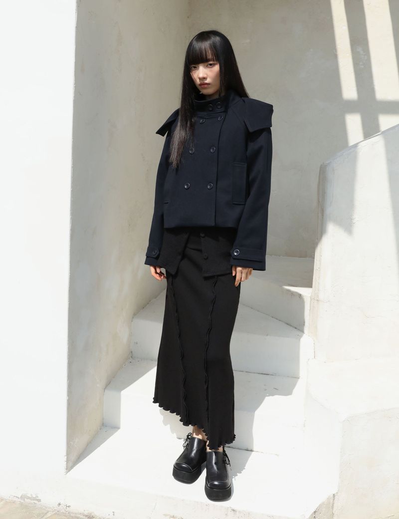 RIBBED LONG SKIRT(BLACK)
