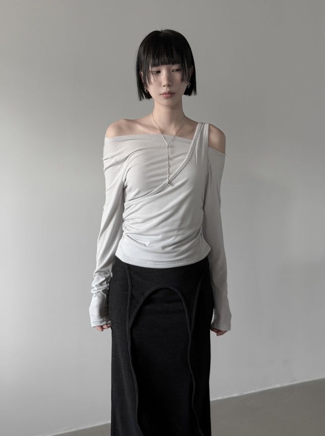 mnem（ムネム）の「Elmun Layered Off-Tee（Tops）」
