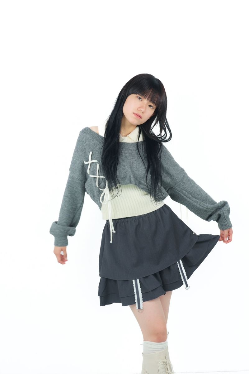 laceup ribbon knitset(gray)