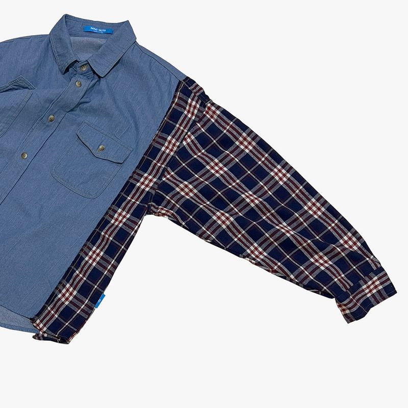 check block denim shirt_blue