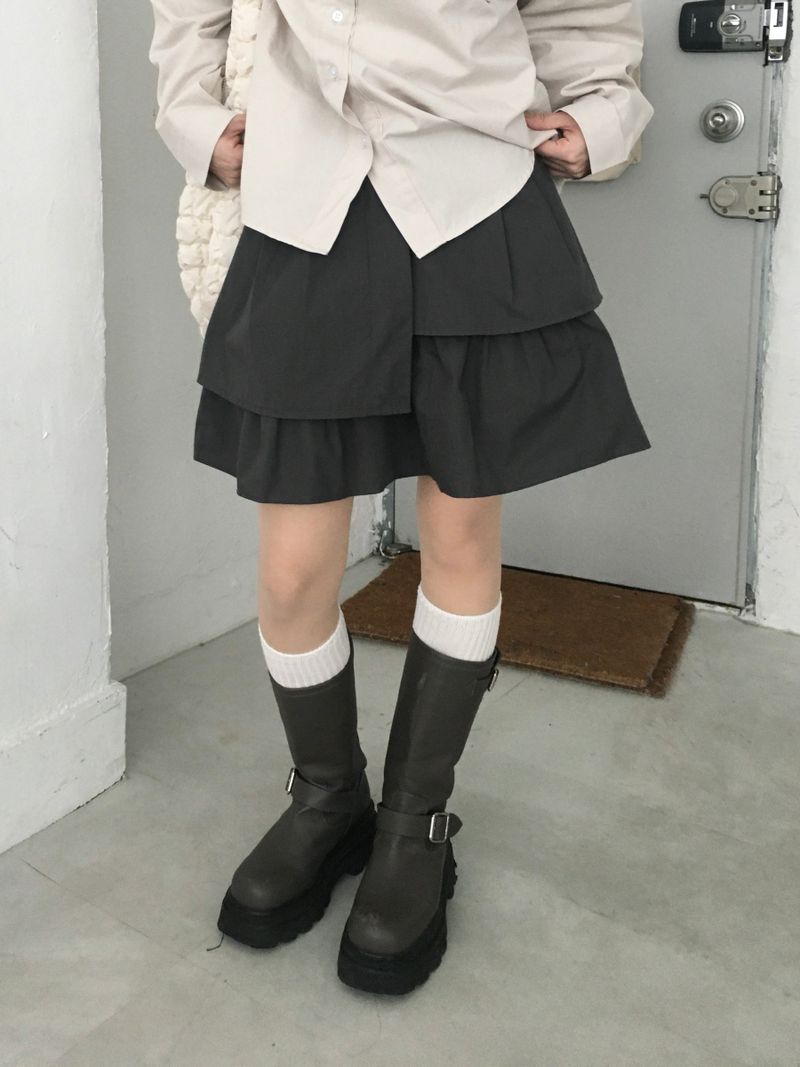 Mute Unbalanced Layered Skirt (3c)