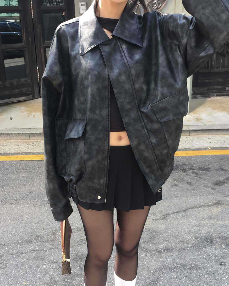 [Made] Rene leather jacket -black