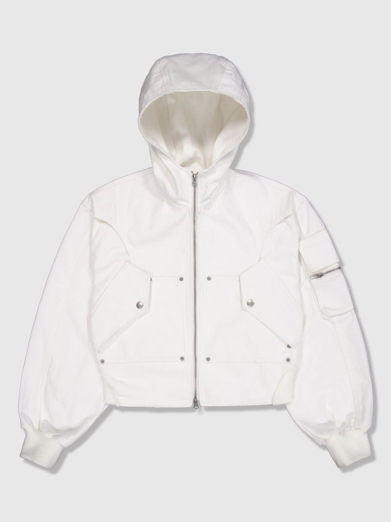 Circle Denim Bomber Jacket (White)
