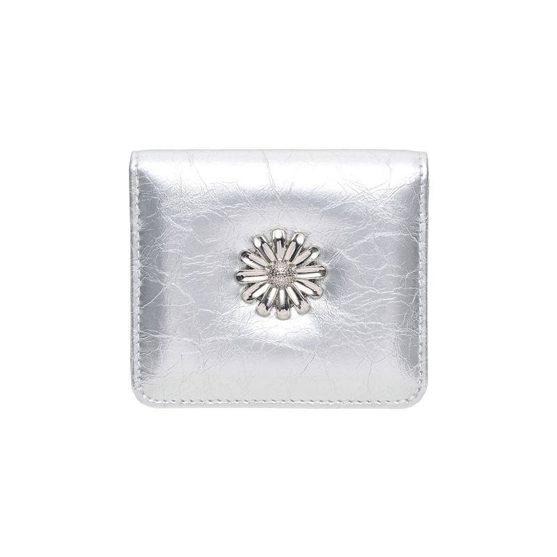 Daisy Photo Slot Half Wallet Bill Card Wallet silver