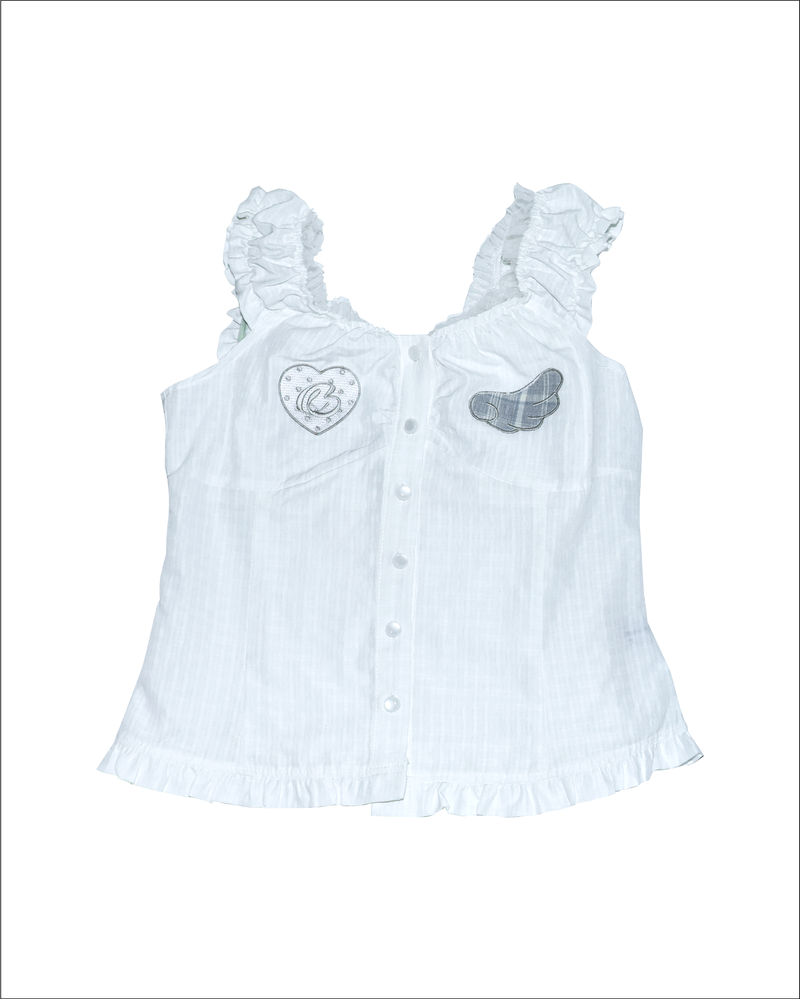 LMpatch frillblouse(white)