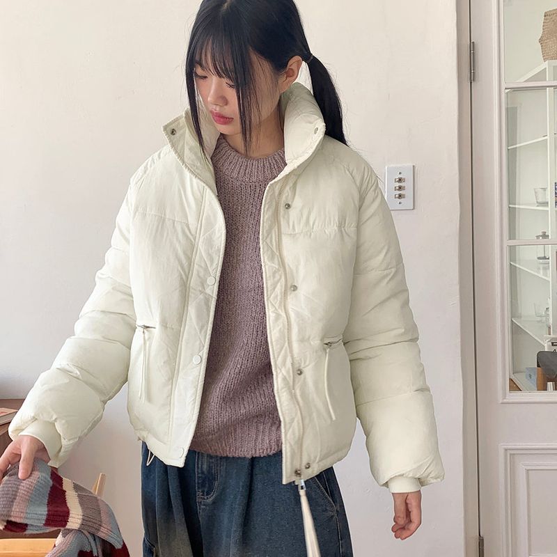 Sizen zipper pocket collar short padded coat