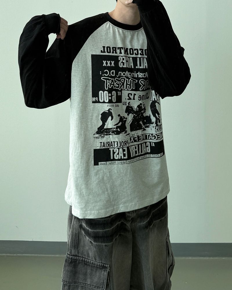 Poster Color Block Raglan Long Sleeve