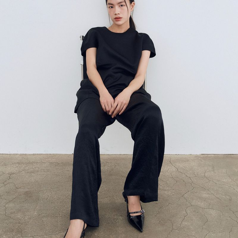 Acetate Satin String Pants_Black