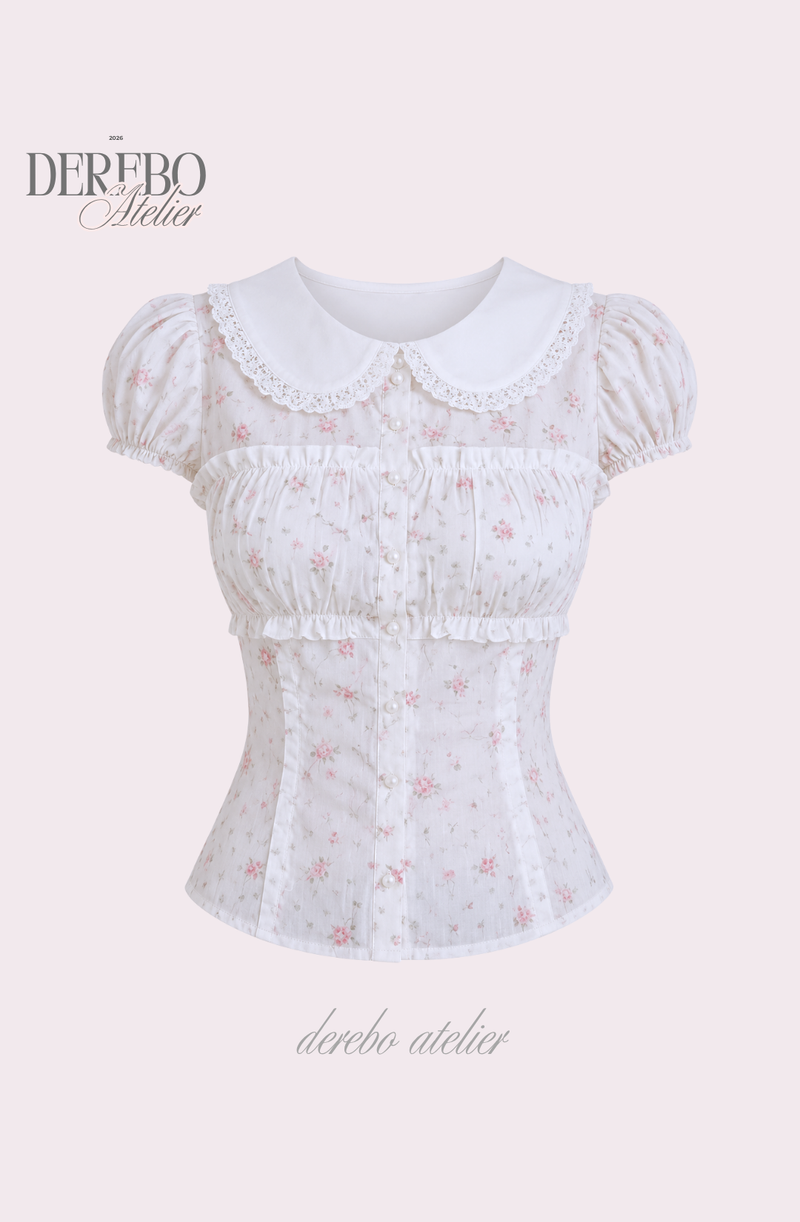 Peter Pan Floral Short-Sleeve Blouse