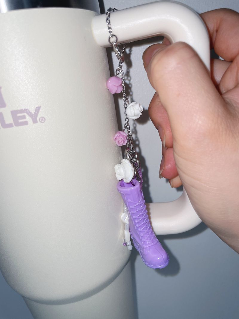 Rose Chain Purple Boots Pendant Bag Keyring Tumbler Charm