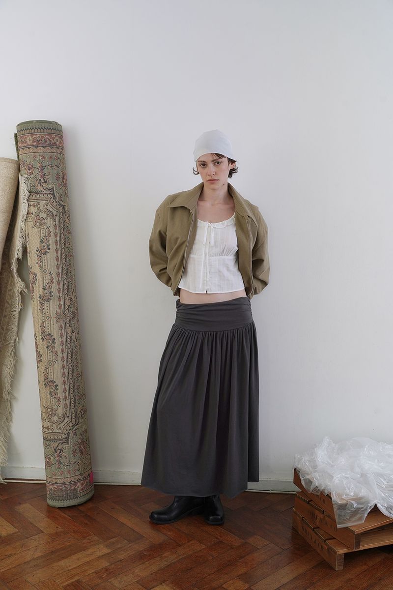 Mona shirring skirt_charcoal