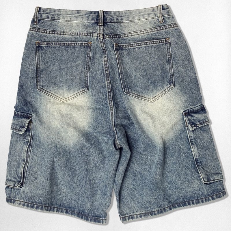 Basic Washing Bermuda Cargo Denim Pants - 3COLOR