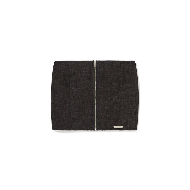 デニムニットブロックチューブトップ / Denim Knit Blocking Top [BLACK]