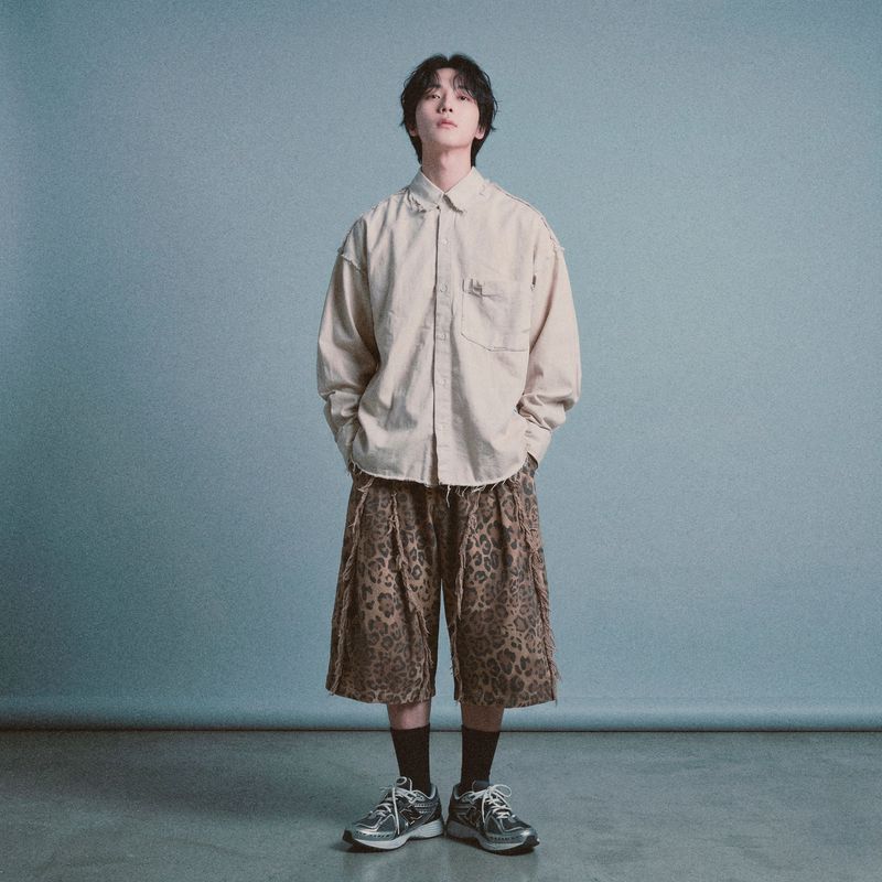 leopard grunge capri shorts_beige